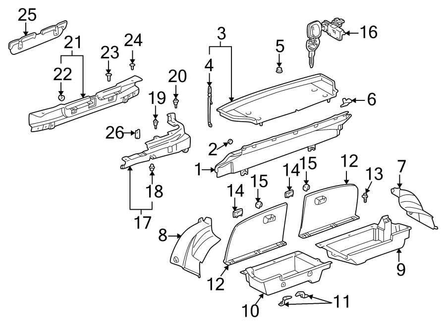 Diagram REAR BODY & FLOOR. INTERIOR TRIM. for your Toyota MR2 Spyder  