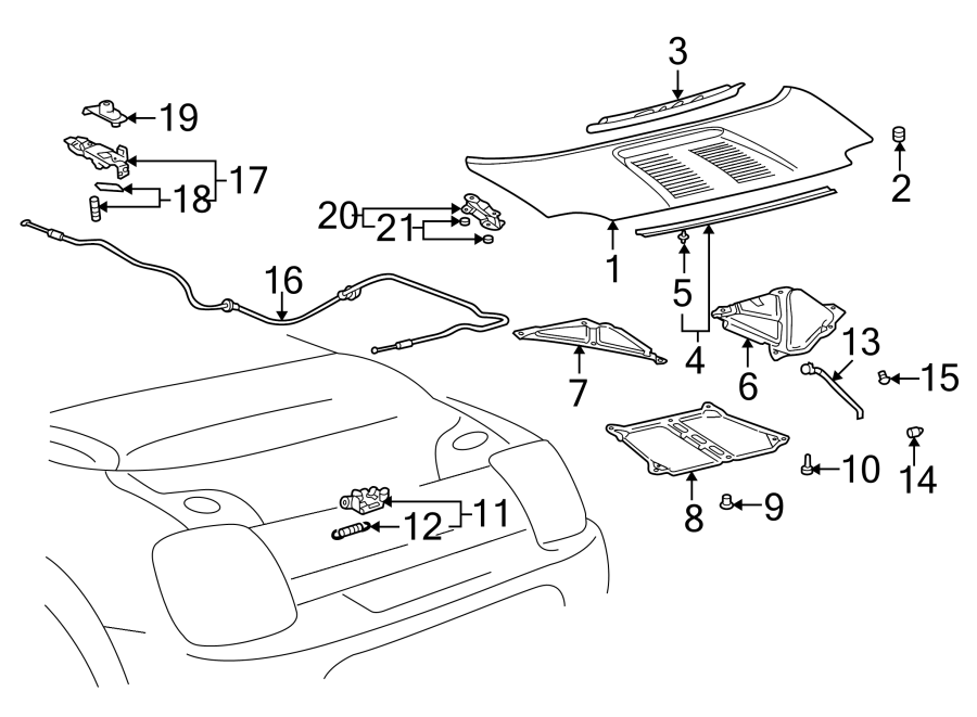 Diagram ENGINE LID. LID & COMPONENTS. for your 2018 Toyota Tundra 5.7L i-Force V8 FLEX A/T 4WD SR Extended Cab Pickup Fleetside 