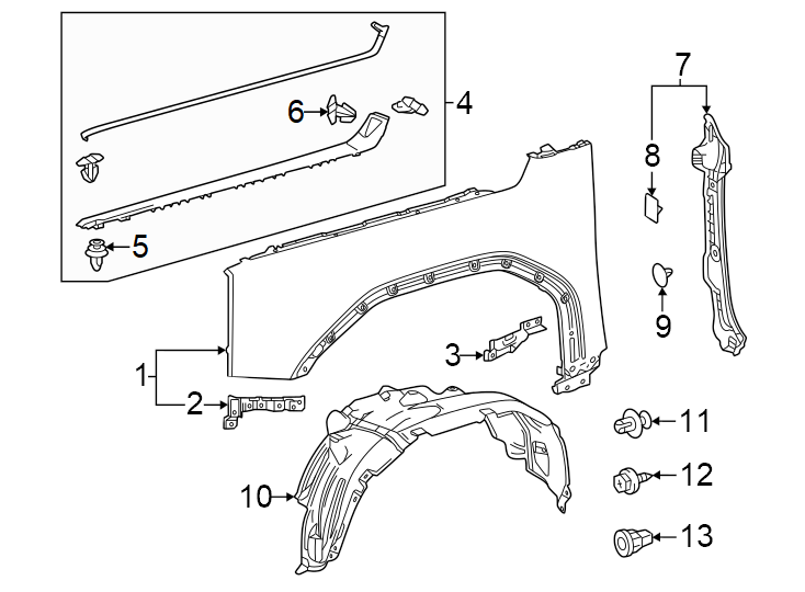 Diagram Fender & components. for your 2010 Toyota Tacoma   