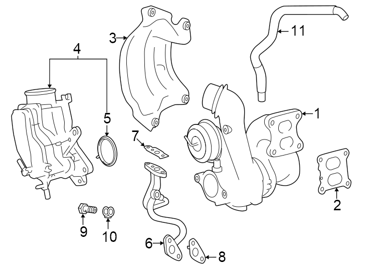 Diagram Turbocharger & components. for your 2022 Toyota Sienna   