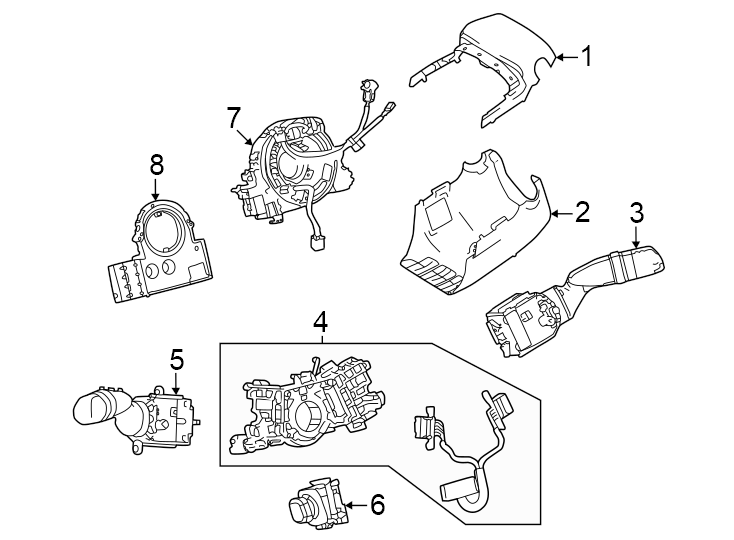 Diagram Steering column. Shroud. Switches & levers. for your 2009 Toyota Highlander  Base Sport Utility 