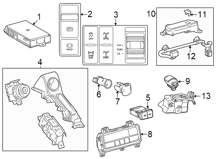 Diagram Console. Electrical components. for your 2014 Toyota Tundra   