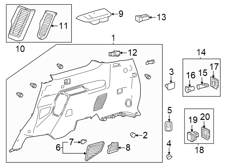 Diagram Quarter panel. Interior trim. for your 2018 Toyota Tundra   