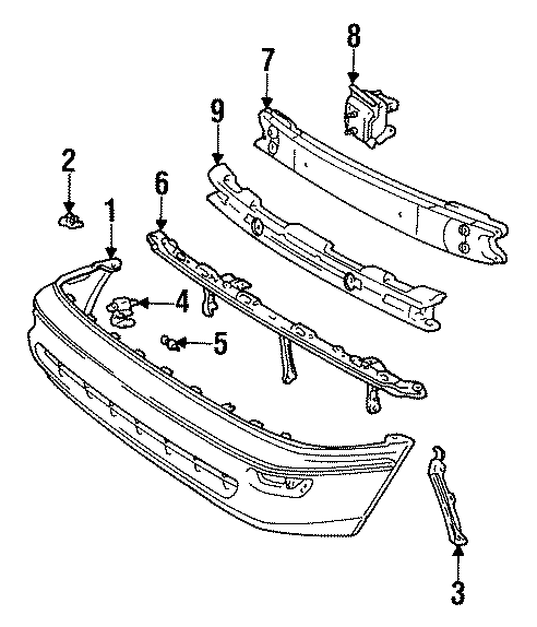 Diagram FRONT BUMPER. BUMPER & COMPONENTS. for your 1991 Toyota Corolla  DLX Wagon 