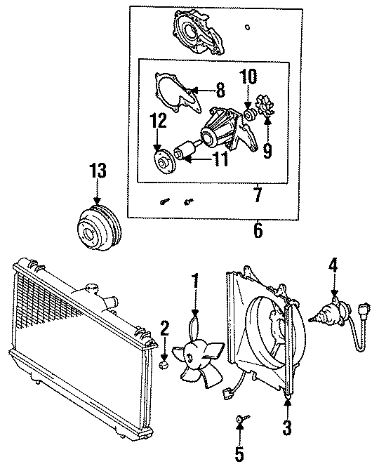 Diagram COOLING FAN. WATER PUMP. for your 2002 Toyota Corolla   