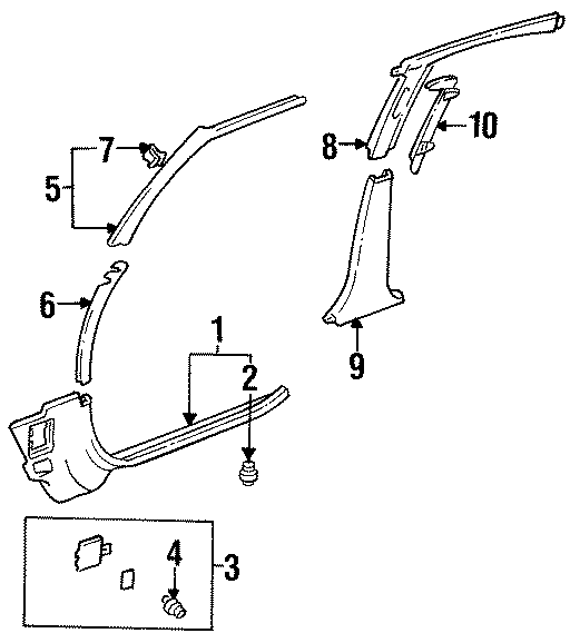 Diagram PILLARS. ROCKER & FLOOR. INTERIOR TRIM. for your Toyota Prius  