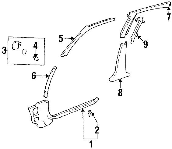 Diagram PILLARS. ROCKER & FLOOR. INTERIOR TRIM. for your Toyota Prius  