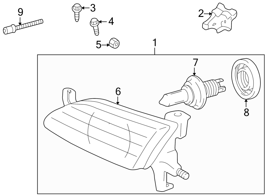 Diagram FRONT LAMPS. HEADLAMP COMPONENTS. for your 2001 Toyota Camry 2.2L A/T XLE SEDAN 