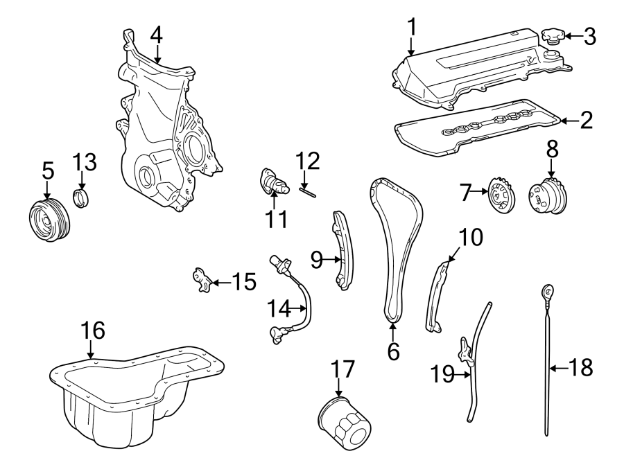 Diagram ENGINE / TRANSAXLE. ENGINE PARTS. for your 2008 Toyota Highlander  Sport Sport Utility 