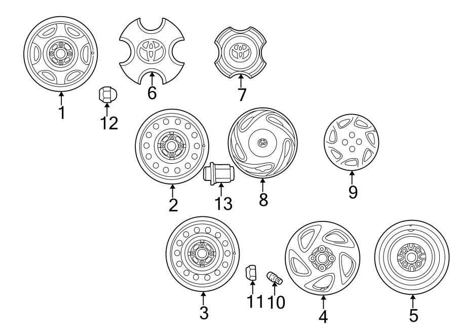 Diagram WHEELS. for your Toyota