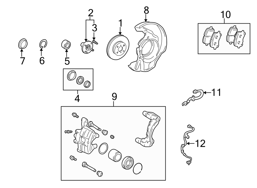 Diagram FRONT SUSPENSION. BRAKE COMPONENTS. for your 1999 Toyota Corolla   