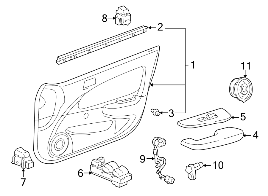 Diagram FRONT DOOR. INTERIOR TRIM. for your 2023 Toyota Tundra  Platinum Crew Cab Pickup Fleetside 