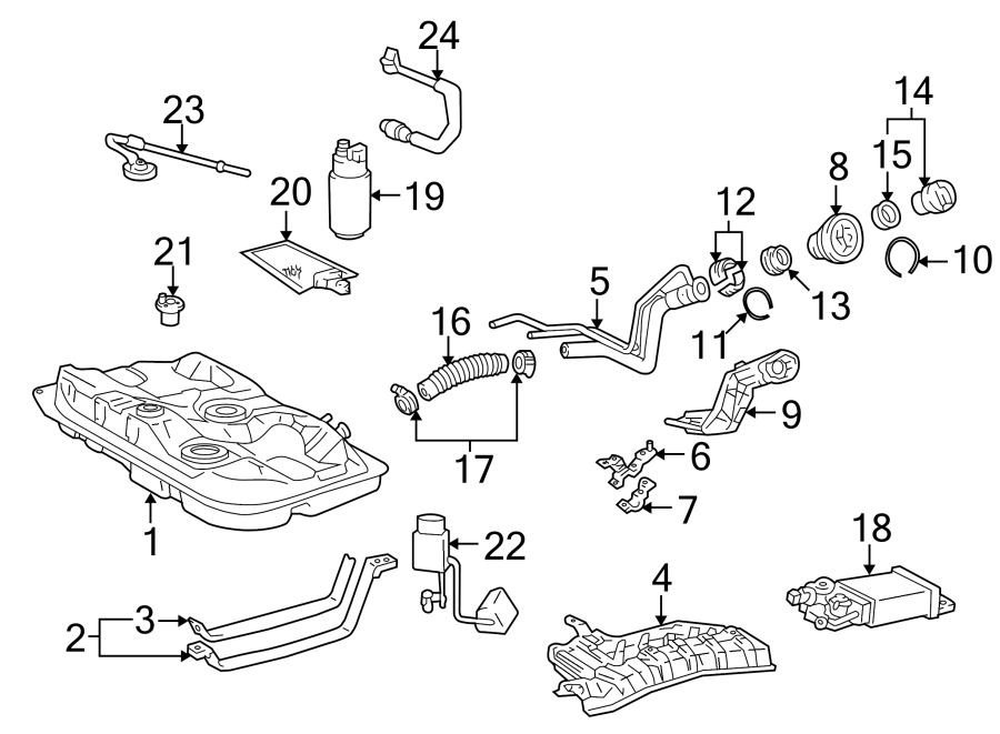 Diagram FUEL SYSTEM COMPONENTS. for your Toyota Corolla  