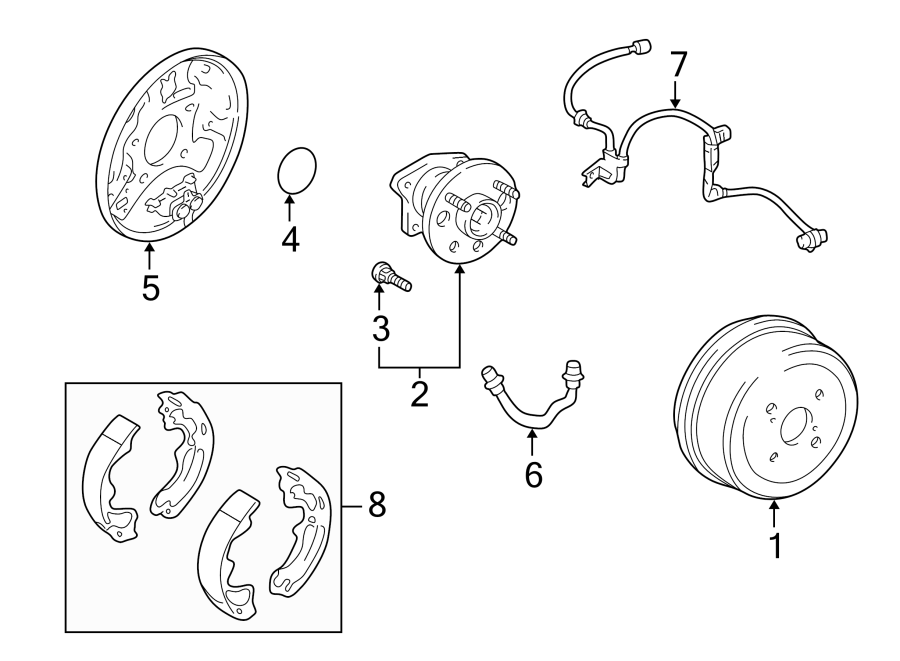 Diagram REAR SUSPENSION. BRAKE COMPONENTS. for your 2009 Toyota Highlander  Sport Sport Utility 