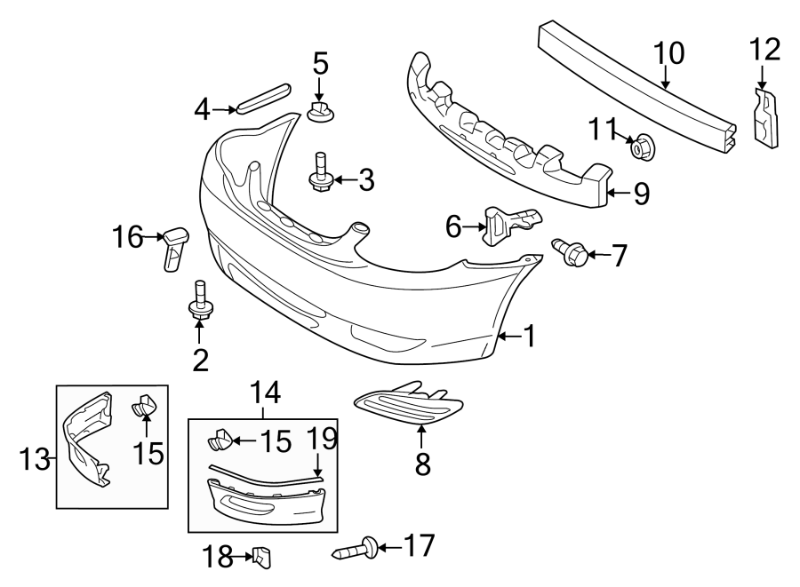 Diagram Front bumper. Bumper & components. for your Toyota