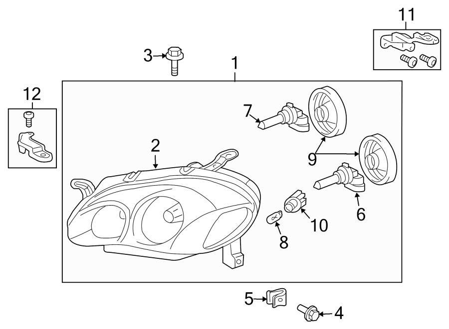 Diagram FRONT LAMPS. HEADLAMP COMPONENTS. for your Toyota Corolla  