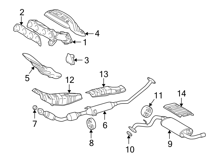 Diagram EXHAUST SYSTEM. EXHAUST COMPONENTS. for your Toyota