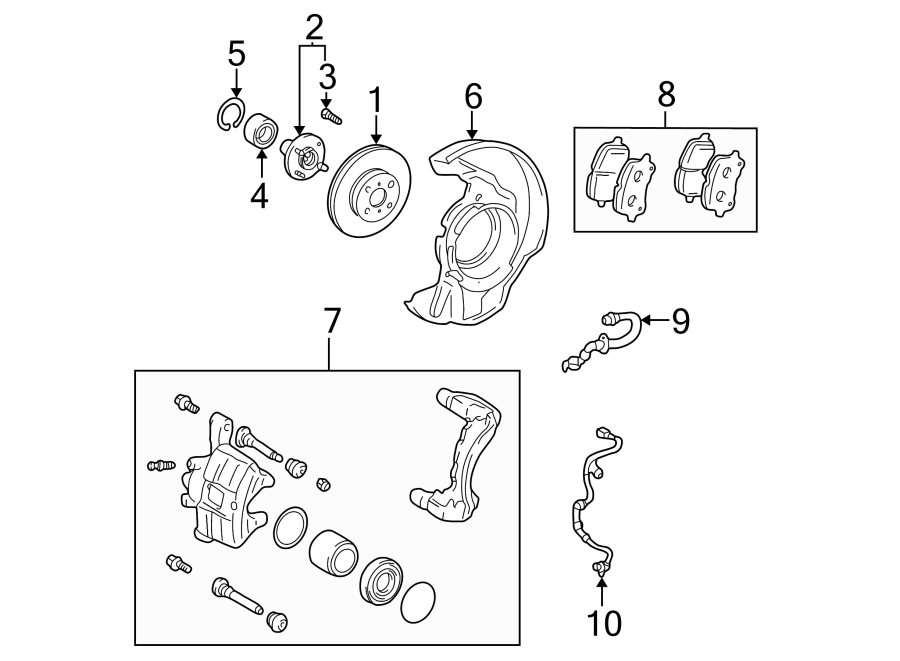 Diagram FRONT SUSPENSION. BRAKE COMPONENTS. for your 2022 Toyota Prius Prime   