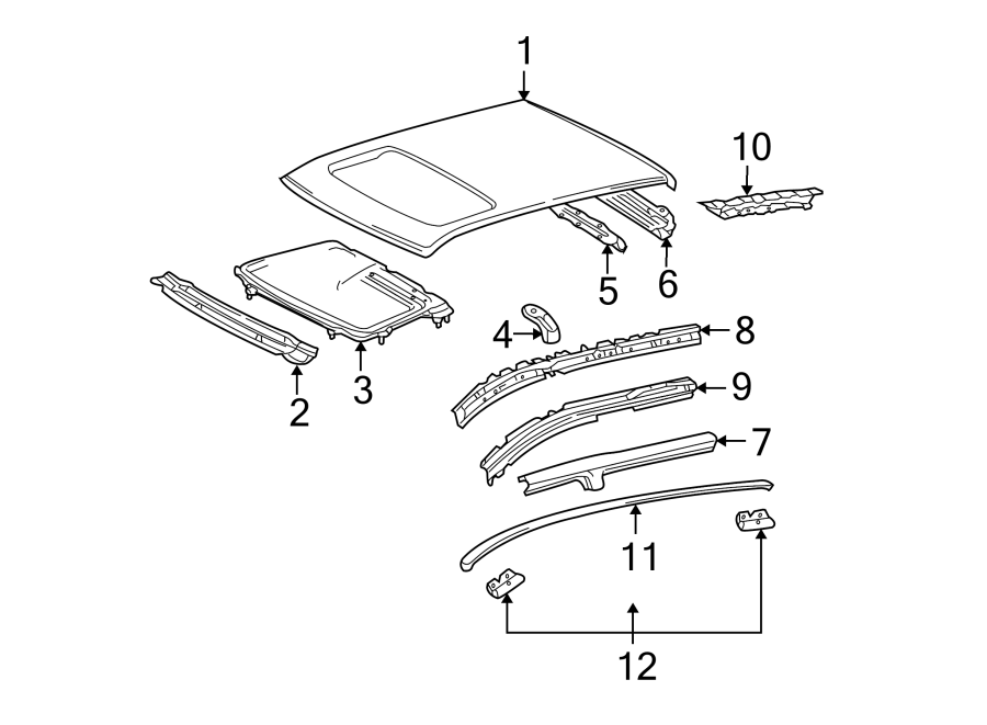 Diagram EXTERIOR TRIM. ROOF & COMPONENTS. for your 2010 Toyota Yaris   