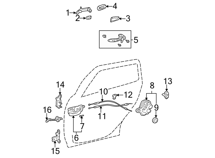 Diagram REAR DOOR. LOCK & HARDWARE. for your Toyota