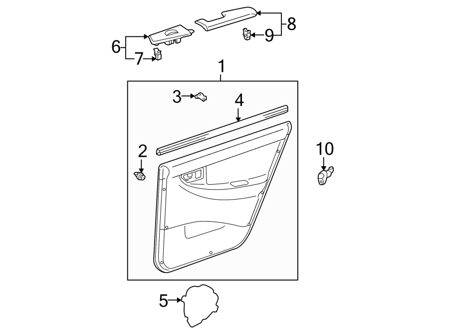 Diagram REAR DOOR. INTERIOR TRIM. for your 2013 Toyota Avalon   