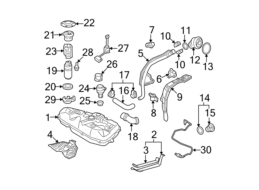 Diagram FUEL SYSTEM COMPONENTS. for your 2019 Toyota Tacoma  SR5 Crew Cab Pickup Fleetside 