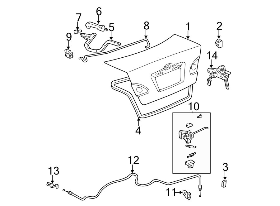 Diagram TRUNK LID. LID & COMPONENTS. for your 2020 Toyota Camry  Hybrid LE Sedan 