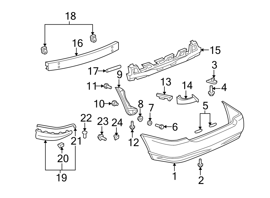 Diagram REAR BUMPER. BUMPER & COMPONENTS. for your 2023 Toyota Prius Prime   