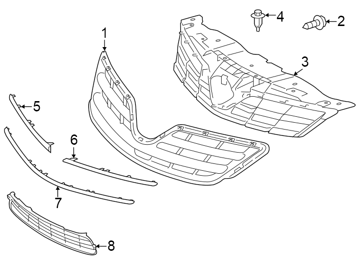 Diagram Grille & components. for your Toyota Corolla