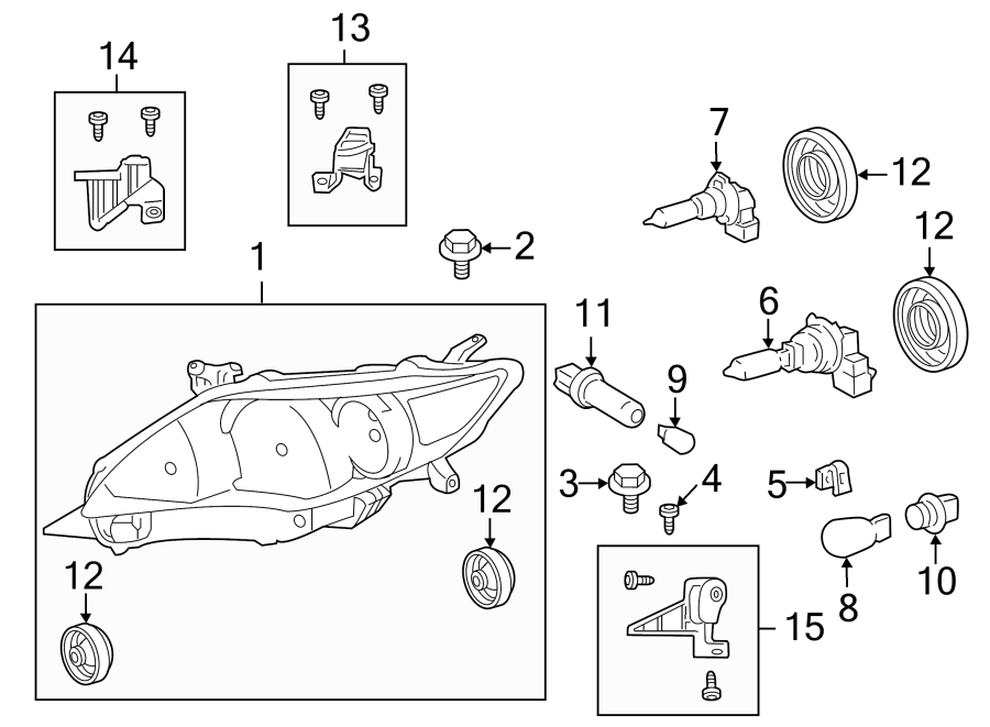 Diagram FRONT LAMPS. HEADLAMP COMPONENTS. for your 2000 Toyota Avalon  XLS Sedan 