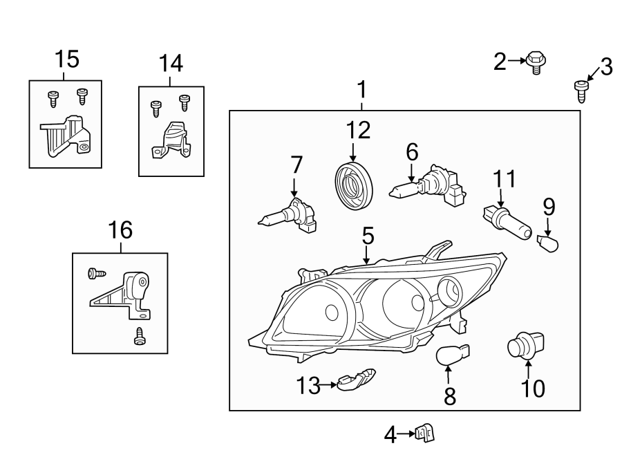 Diagram FRONT LAMPS. HEADLAMP COMPONENTS. for your 2021 Toyota Prius   