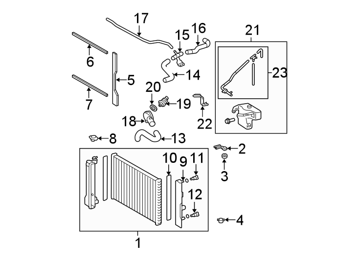 Diagram RADIATOR & COMPONENTS. for your 2013 Toyota Camry   