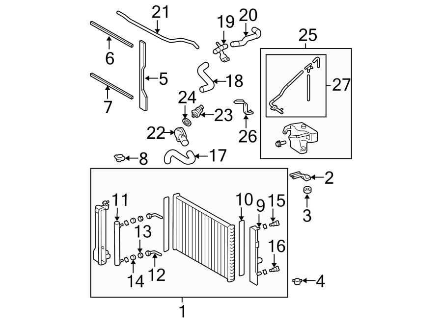 Diagram RADIATOR & COMPONENTS. for your 2017 Toyota Avalon  Hybrid XLE Premium Sedan 