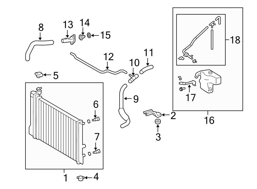 Diagram RADIATOR & COMPONENTS. for your 2011 Toyota Tundra 5.7L i-Force V8 A/T RWD Base Extended Cab Pickup Fleetside 