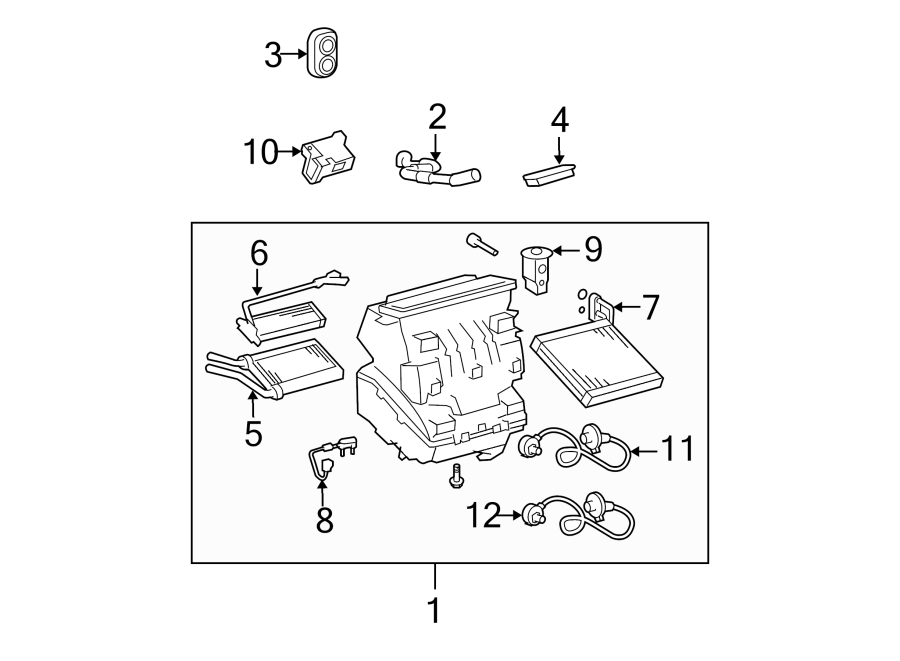 Diagram AIR CONDITIONER & HEATER. EVAPORATOR & HEATER COMPONENTS. for your 2017 Toyota 4Runner  Limited Sport Utility 