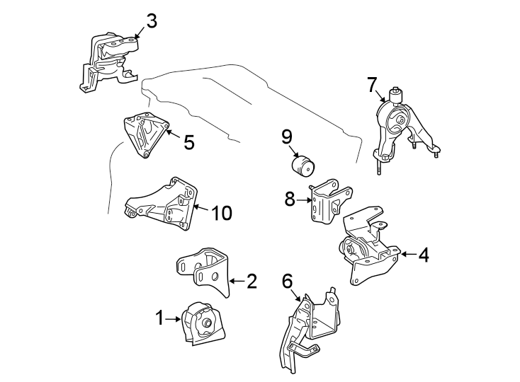 Diagram ENGINE / TRANSAXLE. ENGINE & TRANS MOUNTING. for your 2012 Toyota Sienna   