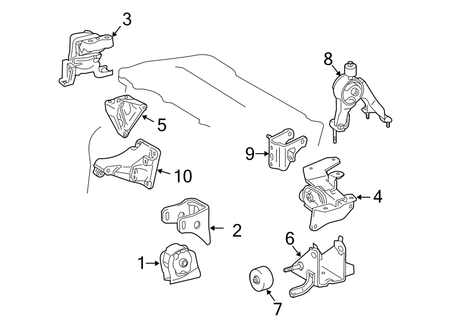 Diagram ENGINE / TRANSAXLE. ENGINE & TRANS MOUNTING. for your 2009 Toyota Corolla   