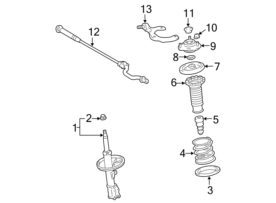 Diagram FRONT SUSPENSION. STRUTS & COMPONENTS. for your 2005 Toyota Matrix  XR Wagon 