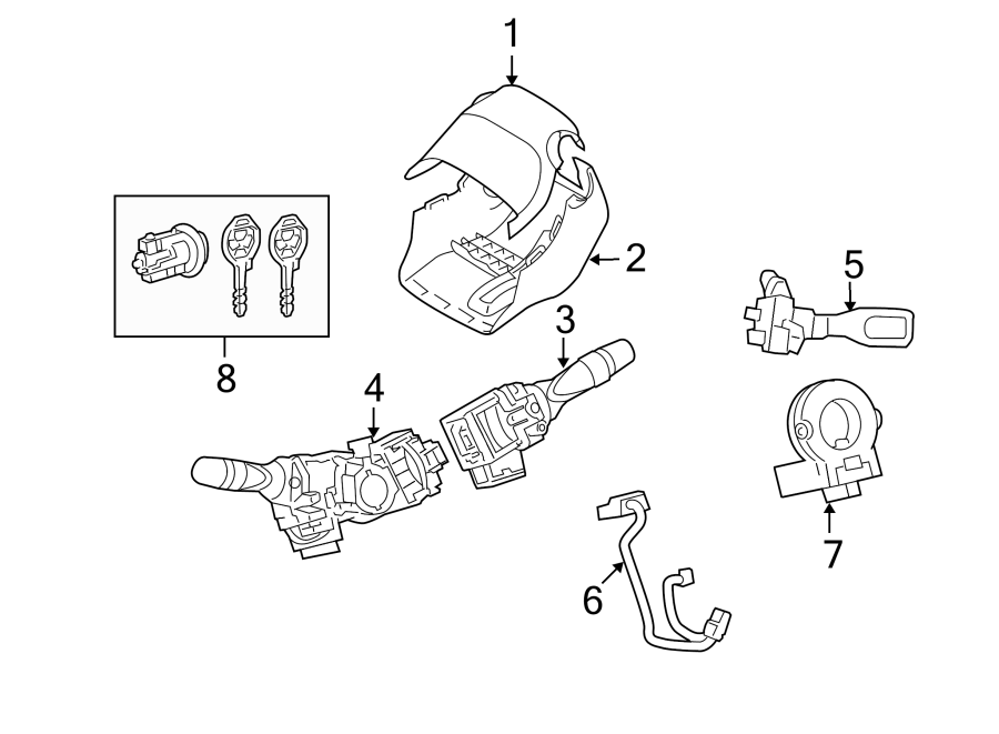 Diagram STEERING COLUMN. SHROUD. SWITCHES & LEVERS. for your 2006 Toyota Sequoia  Limited Sport Utility 