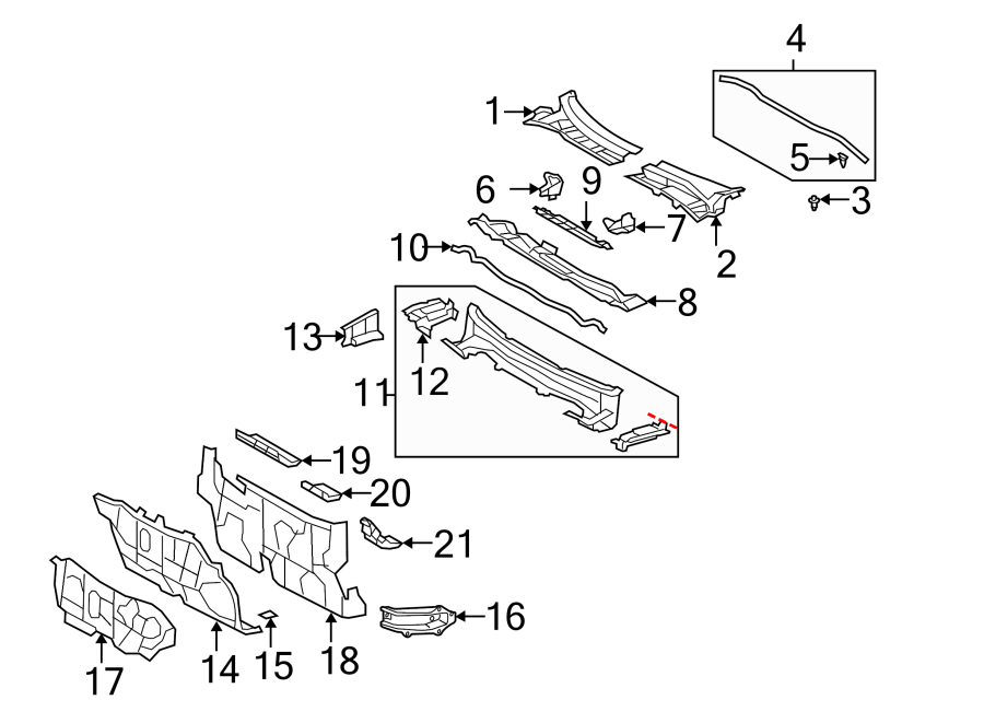 Diagram COWL. for your Toyota Corolla  