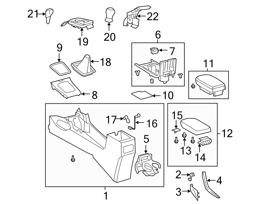 Diagram CENTER CONSOLE. for your 2011 Toyota Camry  XLE SEDAN 