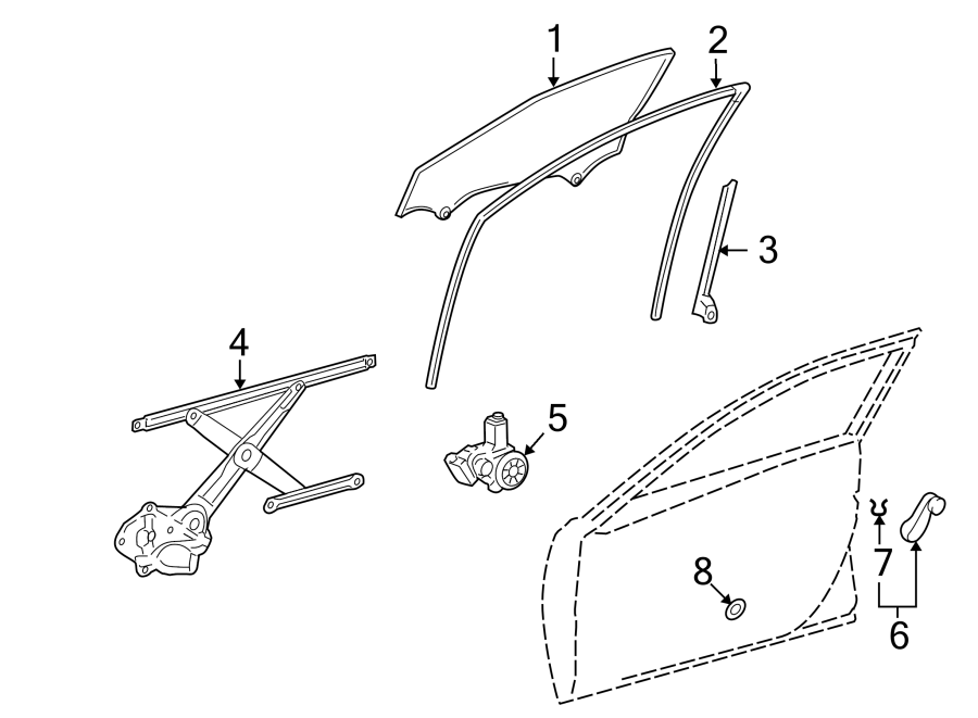 Diagram FRONT DOOR. GLASS & HARDWARE. for your 2020 Toyota Yaris   