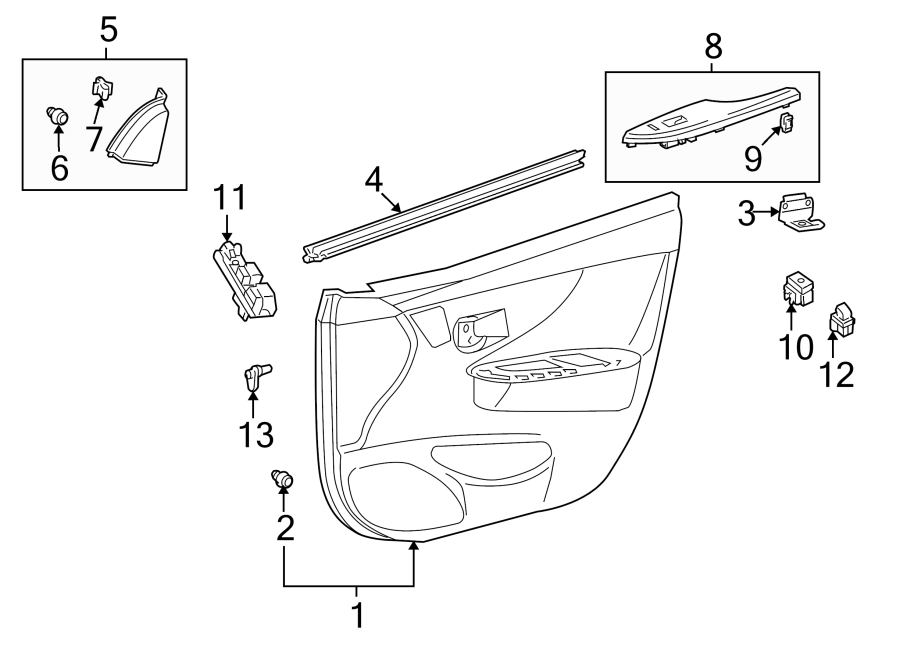 Diagram FRONT DOOR. INTERIOR TRIM. for your 2016 Toyota Camry  SE SEDAN 