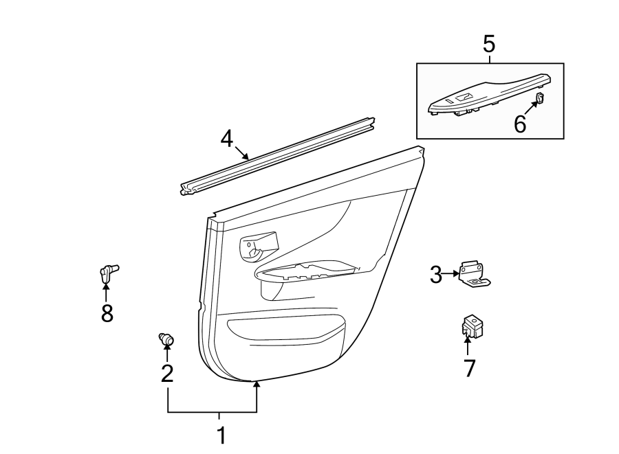 Diagram REAR DOOR. INTERIOR TRIM. for your 2024 Toyota Prius   