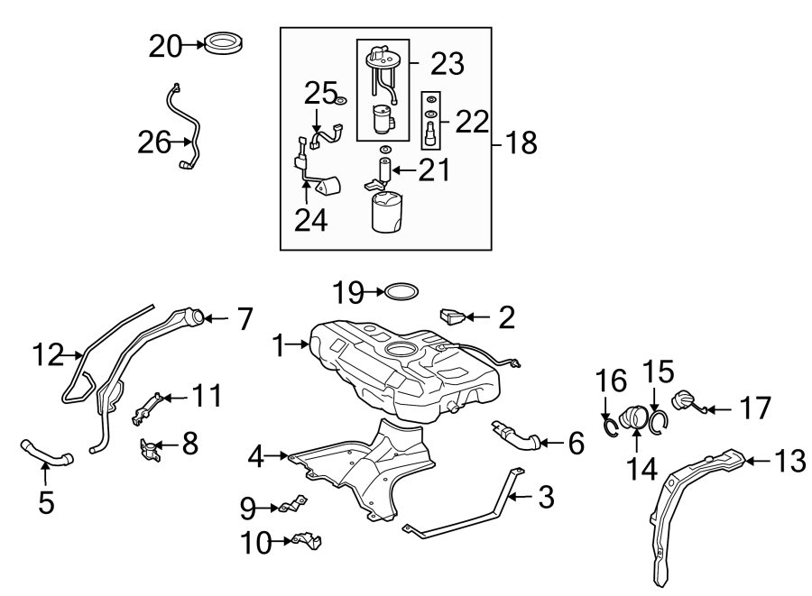 Diagram FUEL SYSTEM COMPONENTS. for your 2006 Toyota Matrix   