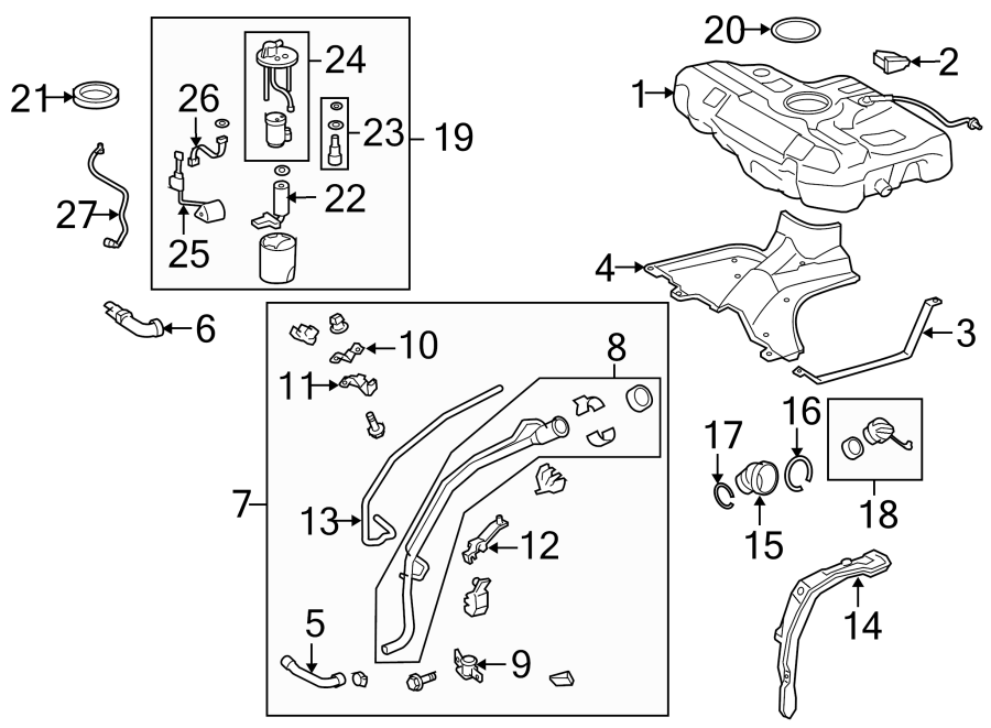 Diagram FUEL SYSTEM COMPONENTS. for your 2017 Toyota Tacoma  SR5 Extended Cab Pickup Fleetside 