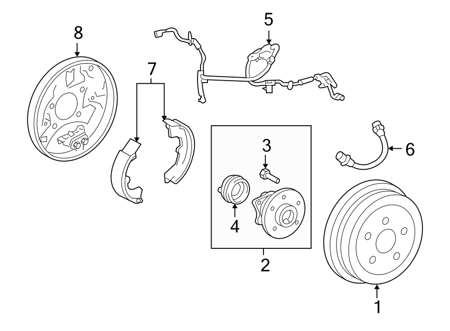 Diagram REAR SUSPENSION. BRAKE COMPONENTS. for your Toyota