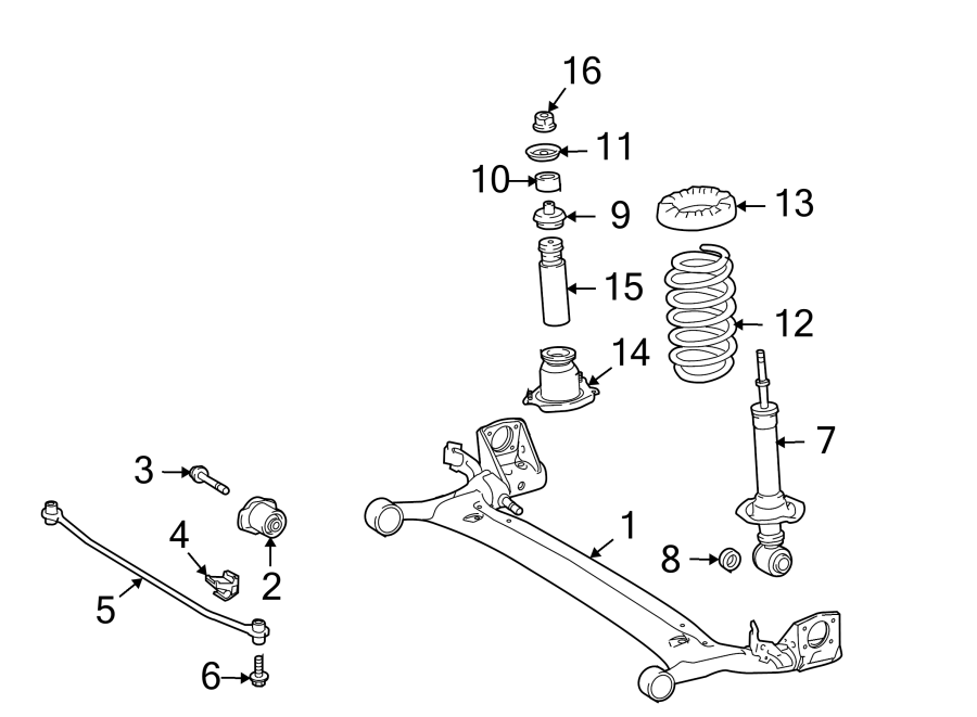 Diagram REAR SUSPENSION. SUSPENSION COMPONENTS. for your 2005 Toyota Matrix   