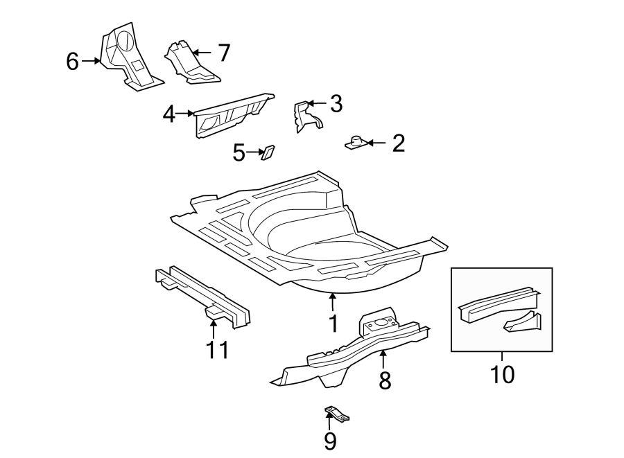 Diagram REAR BODY & FLOOR. FLOOR & RAILS. for your 2021 Toyota Sequoia   