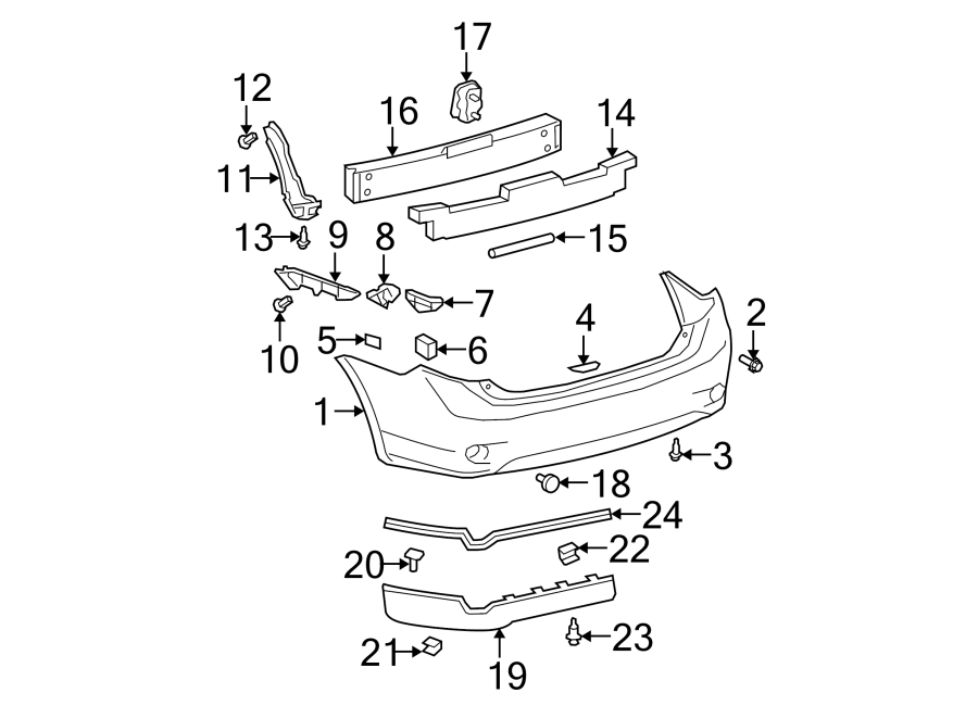 Diagram REAR BUMPER. BUMPER & COMPONENTS. for your 2010 Toyota Corolla  Base Sedan 